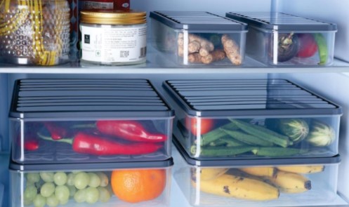 Fridge Storage Container Airtight Rectangular - Transparent PP Plastic Stackable, Leakproof Lid for Leftovers Veggies Fruits, Freezer Microwave Safe BPA Free Multi Size Kitchen Organizer UAE Home 